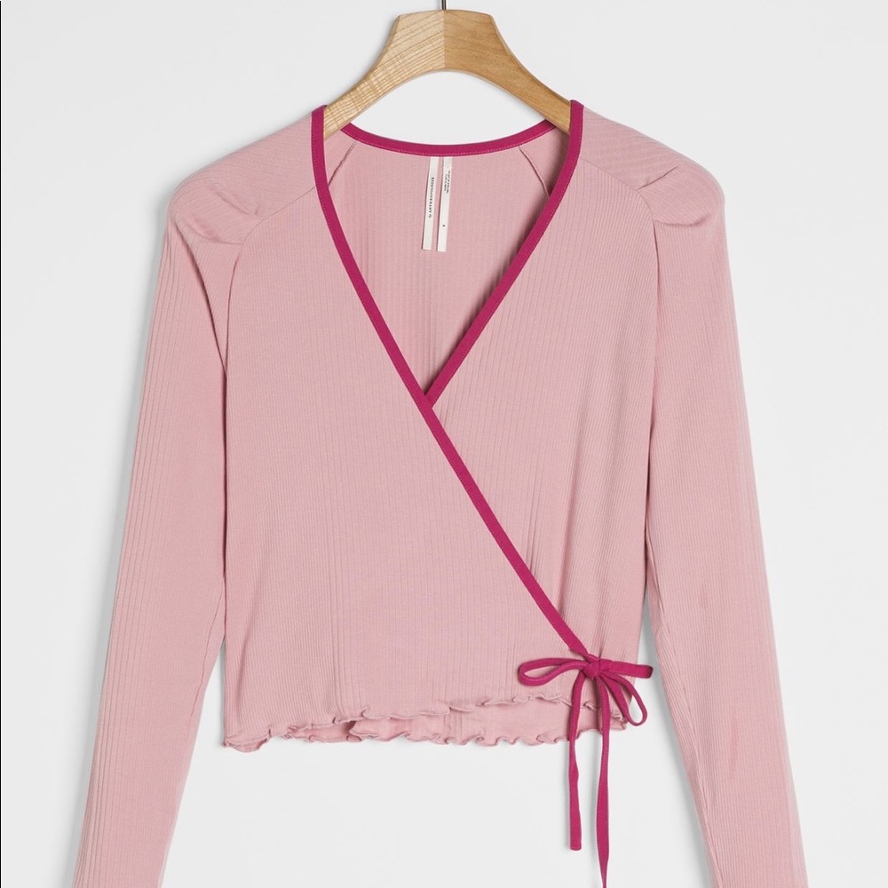 Anthropologie | ZAINA RIBBED WRAP TOP | Size M - Picture 4 of 6